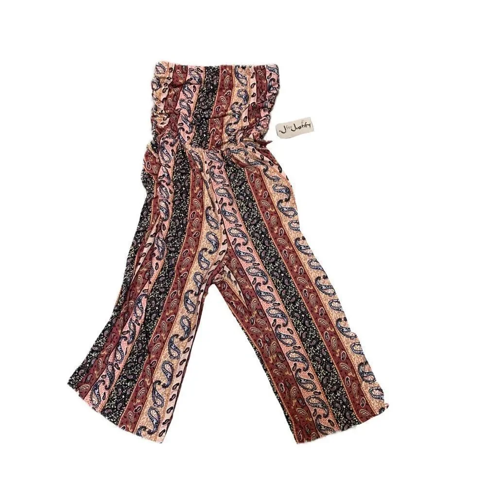 NWT paisley print Stretchy Strapless tube top Capri jumper with pockets - Picture 2 of 13